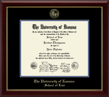 The University of Kansas diploma frame - Gold Embossed Diploma Frame in Gallery