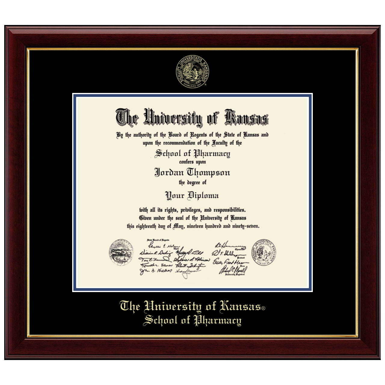 Gold Embossed Diploma Frame in Gallery The University of Kansas - Item ...