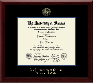 The University of Kansas diploma frame - Gold Embossed Diploma Frame in Gallery