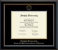 Adelphi University Gold Embossed Diploma Frame in Onyx Gold
