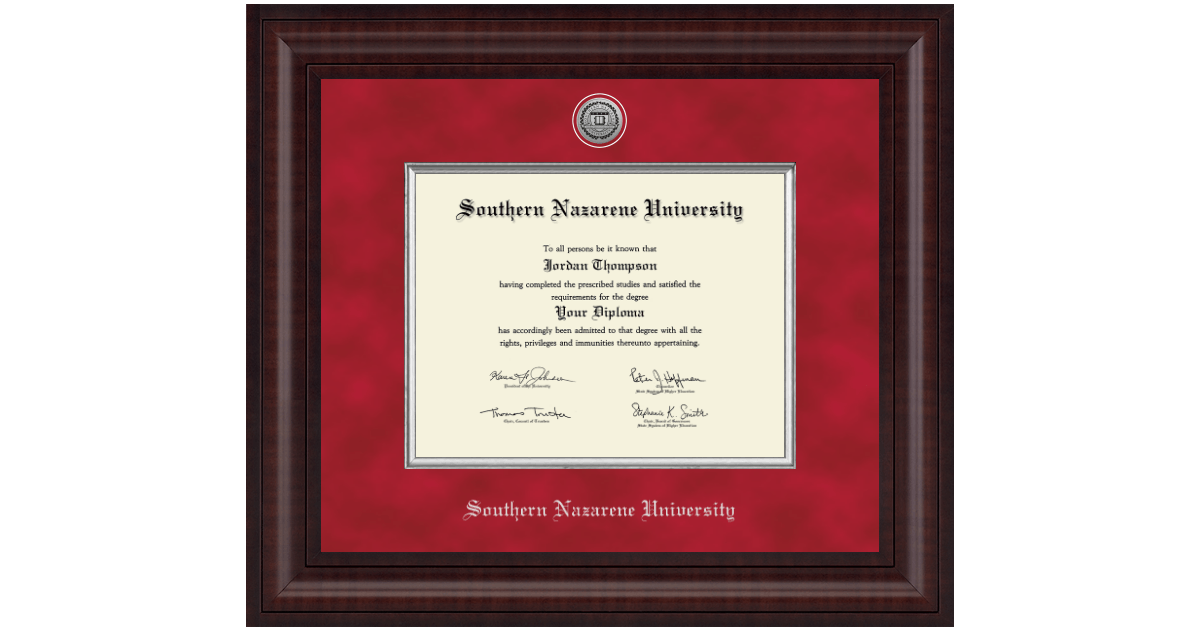 Presidential Silver Engraved Diploma Frame in Premier Southern Nazarene ...