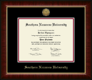 Southern Nazarene University Gold Engraved Medallion Diploma Frame in Murano