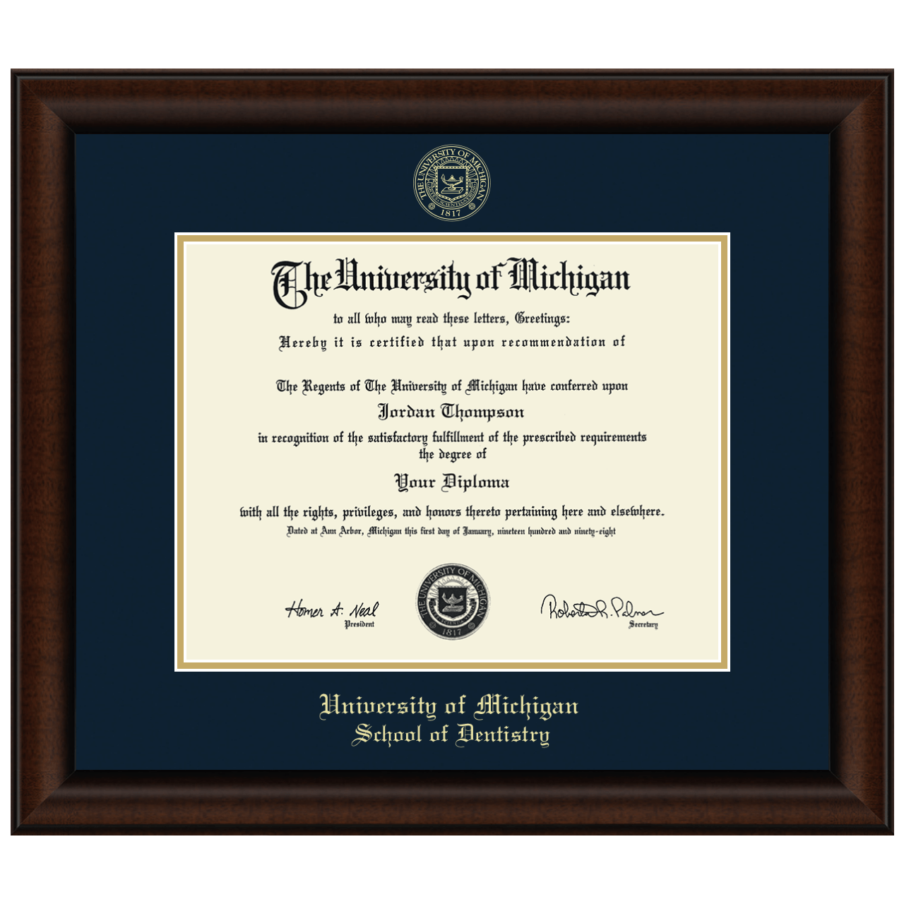 Gold Embossed Diploma Frame in Lenox University of Michigan Item 307132 from The M Den/Univ