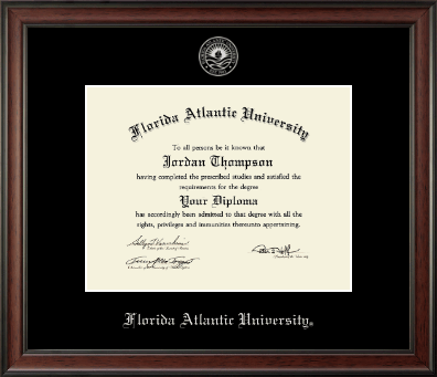 Florida Atlantic University diploma frame - Silver Embossed Diploma Frame in Studio