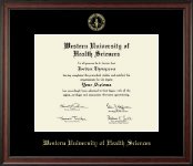 Western University of Health Sciences Gold Embossed Diploma Frame in Studio