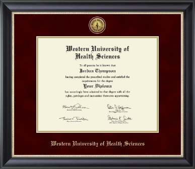 Western University of Health Sciences diploma frame - Gold Engraved Medallion Diploma Frame in Noir