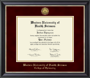 Western University of Health Sciences Gold Engraved Medallion Diploma Frame in Noir