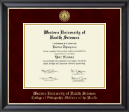 Western University of Health Sciences diploma frame - Gold Engraved Medallion Diploma Frame in Noir