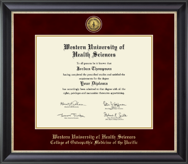 Western University of Health Sciences diploma frame - Gold Engraved Medallion Diploma Frame in Noir
