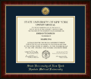 SUNY Upstate Medical University Gold Engraved Medallion Diploma Frame in Murano