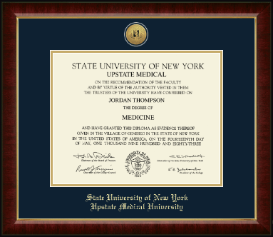 SUNY Upstate Medical University diploma frame - Gold Engraved Medallion Diploma Frame in Murano