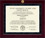 SUNY Upstate Medical University Millennium Gold Engraved Diploma Frame in Cordova