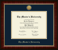 The Master's University diploma frame - Gold Engraved Medallion Diploma Frame in Murano