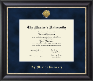 The Master's University diploma frame - Gold Engraved Medallion Diploma Frame in Noir