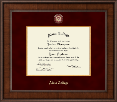Alma College diploma frame - Presidential Masterpiece Diploma Frame in Madison