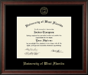 University of West Florida Gold Embossed Diploma Frame in Studio