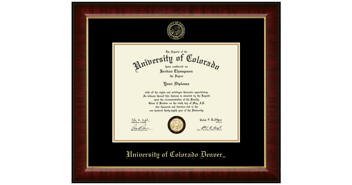 Gold Embossed Diploma Frame in Murano University of Colorado Denver