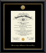 University of Missouri Kansas City Gold Engraved Medallion Diploma Frame in Onyx Gold