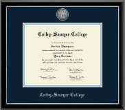 Colby-Sawyer College diploma frame - Silver Engraved Medallion Diploma Frame in Onexa Silver
