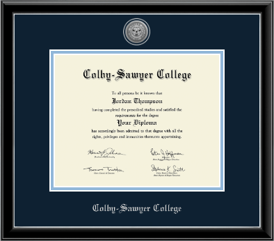 Colby-Sawyer College diploma frame - Silver Engraved Medallion Diploma Frame in Onexa Silver