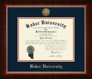Baker University diploma frame - Gold Engraved Medallion Diploma Frame in Murano
