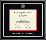 University of Cincinnati diploma frame - Silver Engraved Medallion Diploma Frame in Onyx Silver