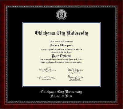 Oklahoma City University diploma frame - Silver Engraved Medallion Diploma Frame in Sutton