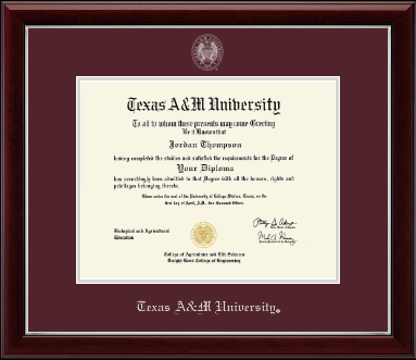 Texas A&M University diploma frame - Silver Embossed Diploma Frame in Gallery Silver