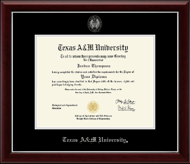 Texas A&M University diploma frame - Silver Embossed Diploma Frame in Gallery Silver