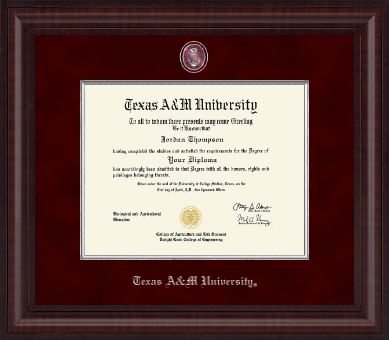 Texas A&M University diploma frame - Presidential Pewter Masterpiece Diploma Frame in Premier