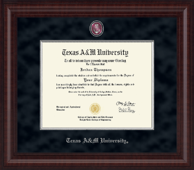 Texas A&M University diploma frame - Presidential Pewter Masterpiece Diploma Frame in Premier