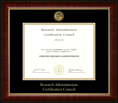 Research Administrators Certification Council certificate frame - Gold Engraved Medallion Certificate Frame in Murano