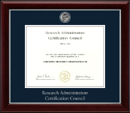 Research Administrators Certification Council Silver Engraved Medallion Certificate Frame in Gallery Silver