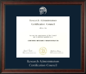 Research Administrators Certification Council Silver Embossed Certificate Frame in Studio