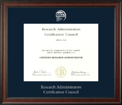 Research Administrators Certification Council certificate frame - Silver Embossed Certificate Frame in Studio