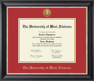 University of West Alabama Gold Engraved Medallion Diploma Frame in Noir