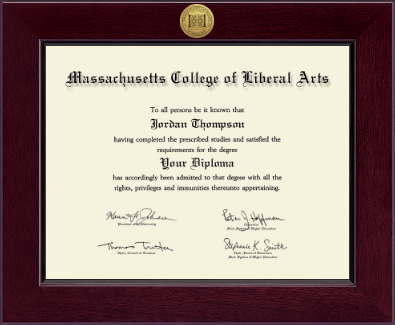 Massachusetts College of Liberal Arts diploma frame - Century Gold Engraved Diploma Frame in Cordova
