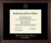 University of Texas at El Paso diploma frame - Gold Embossed Diploma Frame in Studio