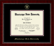 Mississippi State University Gold Embossed Diploma Frame in Sutton