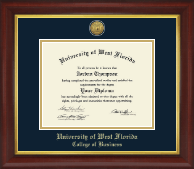 University of West Florida Gold Engraved Medallion Diploma Frame in Redding