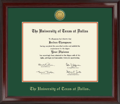 The University of Texas at Dallas diploma frame - Gold Engraved Medallion Diploma Frame in Encore