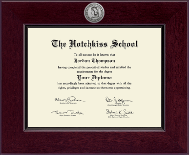 The Hotchkiss School diploma frame - Century Silver Engraved Diploma Frame in Cordova