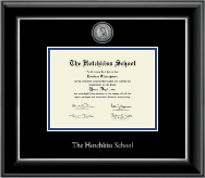 The Hotchkiss School diploma frame - Silver Engraved Medallion Diploma Frame in Onyx Silver
