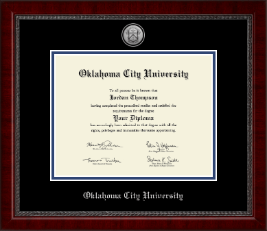 Oklahoma City University diploma frame - Silver Engraved Medallion Diploma Frame in Sutton