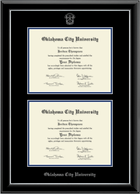 Oklahoma City University diploma frame - Double Diploma Frame in Onyx Silver