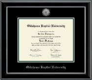 Oklahoma Baptist University diploma frame - Silver Engraved Medallion Diploma Frame in Onyx Silver