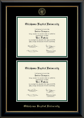 Oklahoma Baptist University Double Diploma Frame in Onyx Gold