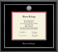 Grace College Silver Engraved Medallion Diploma Frame in Onyx Silver