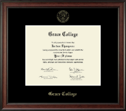 Grace College Gold Embossed Diploma Frame in Studio