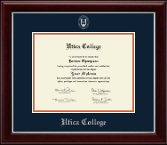 Utica College Silver Embossed Diploma Frame in Gallery Silver